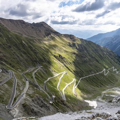 Stelvio Pass - Serpentine on the Stelvio Pass road in the Ortles area in South Tyrol in Italy
