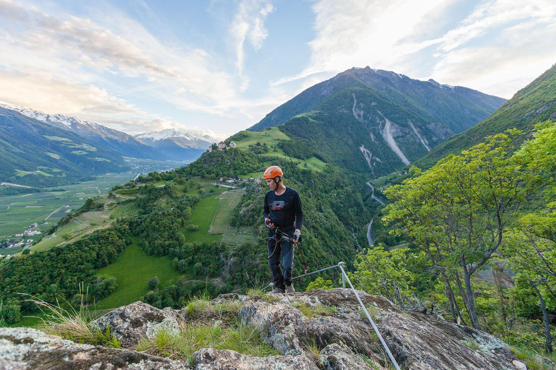 Der anspruchsvolle Klettersteig Hoachwool in Naturns