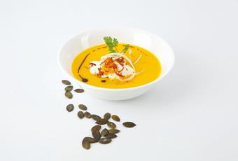 Crema di zucca con cipolla e speck