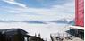 Panoramic view during winter at the mountain station of the Meran 2000 funicular