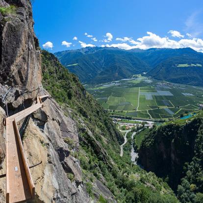 The Hoachwool climbing route in Naturno with views of the Vinschgau and Juval Castle