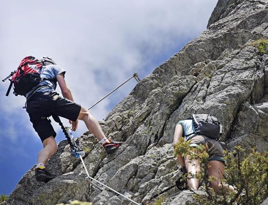 The Via Ferrata Heini Holzer at Merano 2000 is a sportive challenge