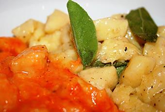 Gnocchi with sage butter or tomato sauce