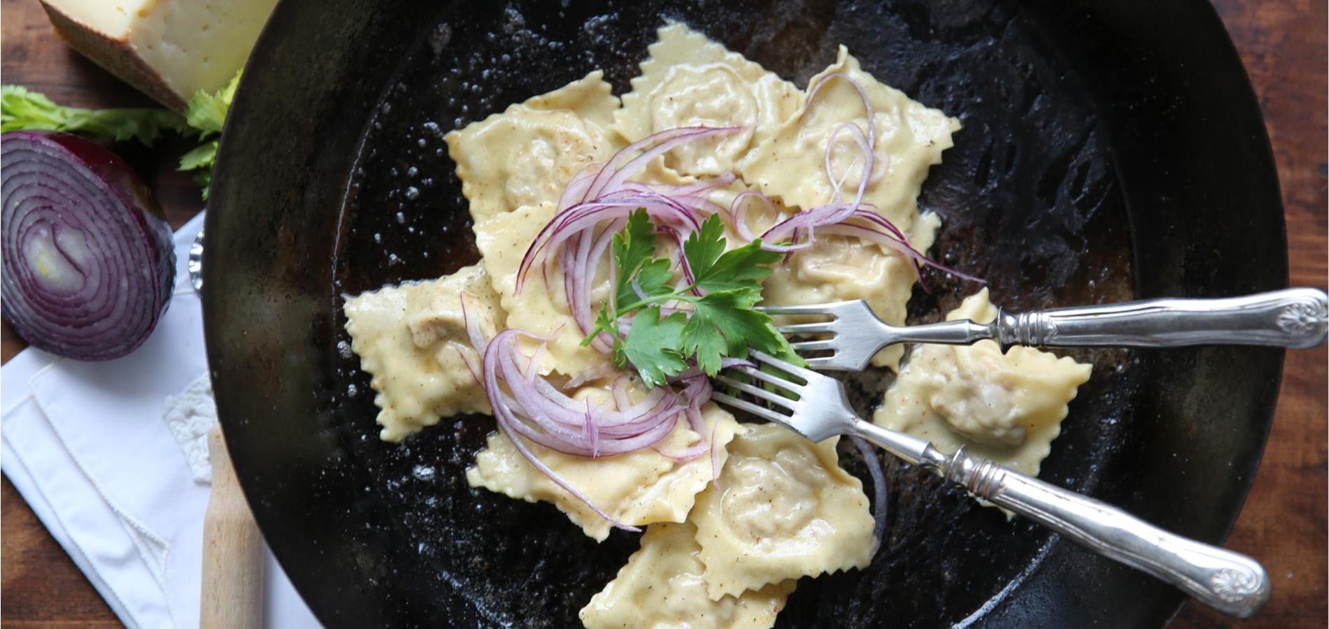 Ravioli with meat filling