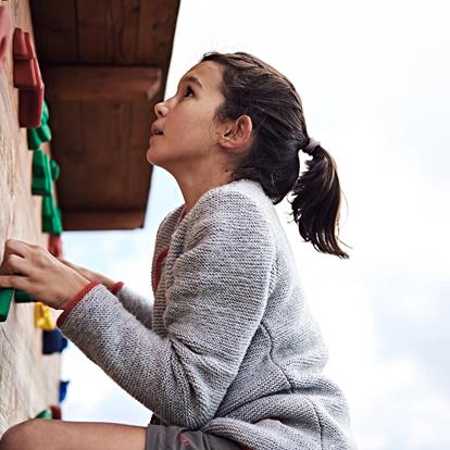 Climbing wall at the Meran 2000 Outdoor Kids Camp