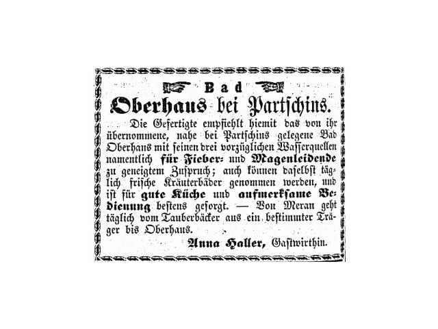 oberhaus-zeitungsinserat-in-der-meraner-zeitung-1869