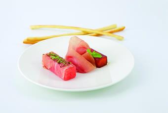 Rohschinken mit zweierlei Wassermelone