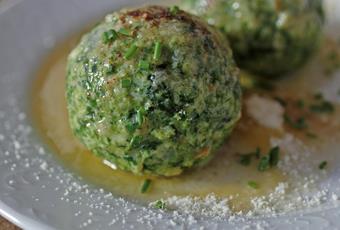 South Tyrolean spinach dumplings with butter and parmesan cheese