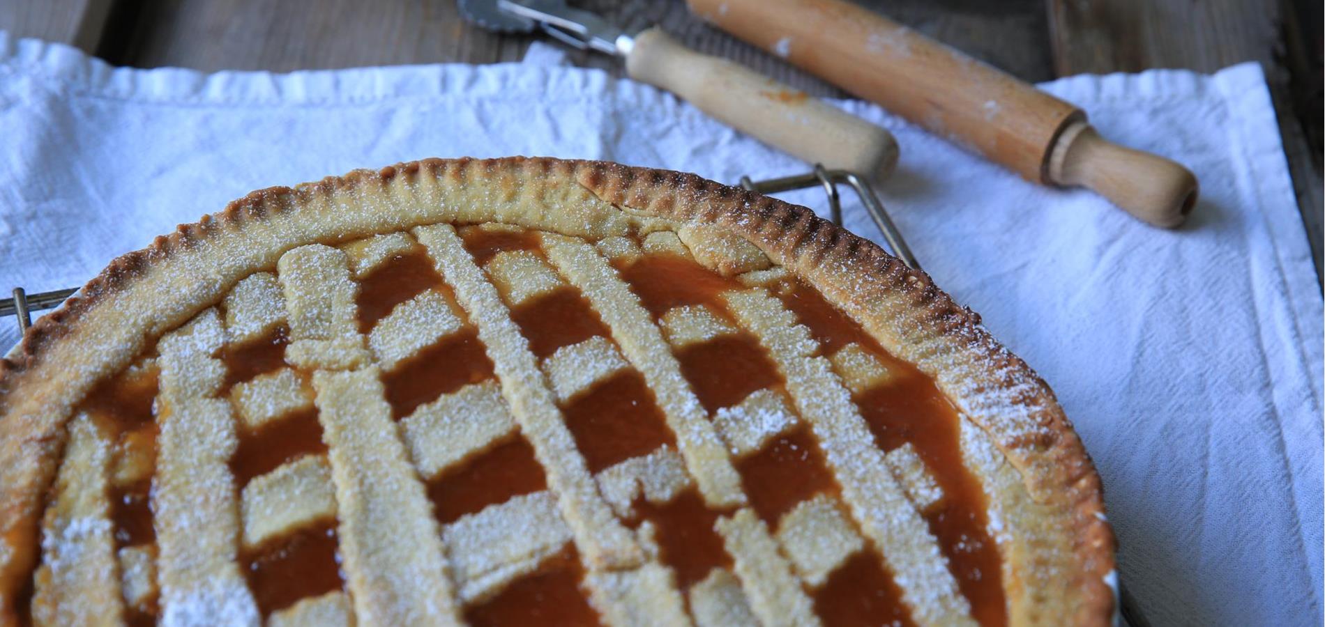 Apricot and cranberry crostata