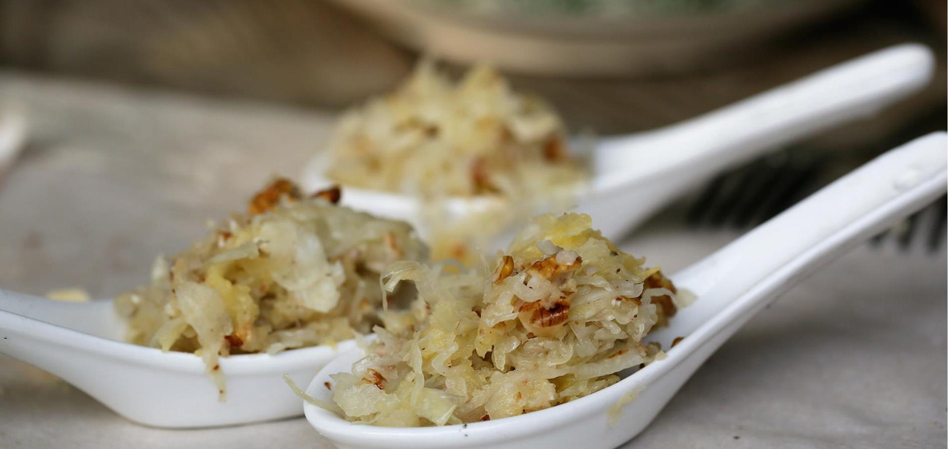 Sauerkraut salad with apple and walnuts