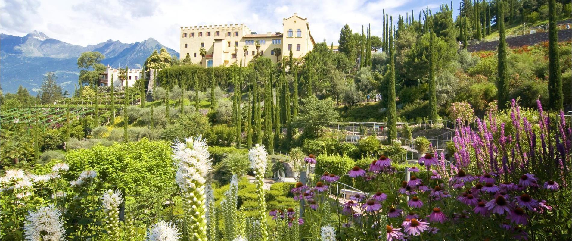 Tuinen van kasteel Schloss Trauttmansdorff in Zuid-Tirol