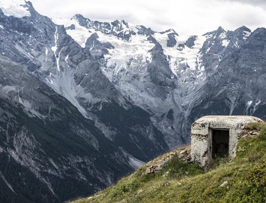 Bunkers along the high trail on the Stilfser Joch in South Tyrol