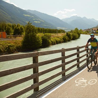 Vinschgau cycle path or Etsch cycle path from Lake Reschen to Merano along the Etsch river