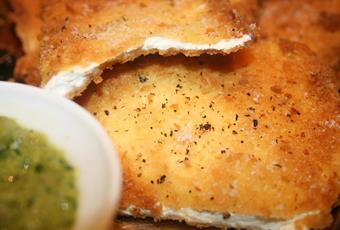 Baked Giant Puffball mushroom with Italian salsa verde