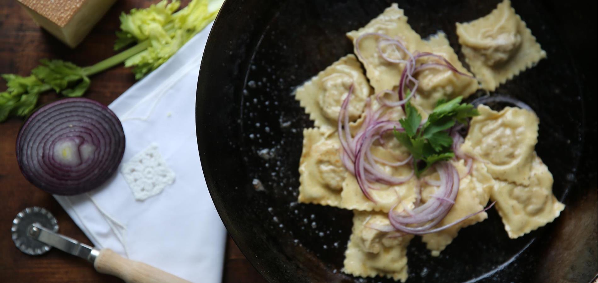 Ravioli with meat filling