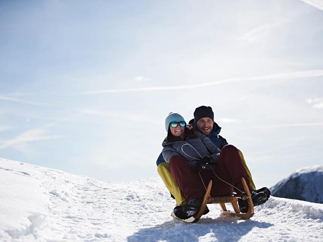 Die Rodelpiste im Skigebiet Meran 2000 bietet eine rasante Abfahrt