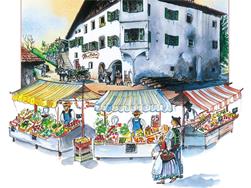 Schenner Markt im Dorfzentrum von Schenna - Shopping unter freiem Himmel