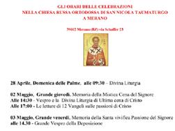Liturgical calendar in the Orthodox Church in Merano Orthodox Easter 2024