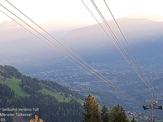 Mountain station of the cable car Verdins-Tall - View over Schenna and the Merano valley basin