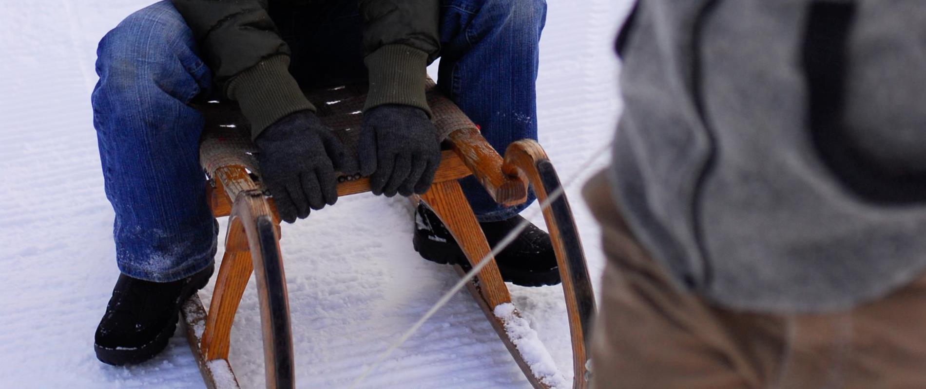 Sledding in the Ultental Valley in Proves