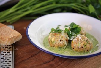 Buckwheat dumplings with parsley sauce