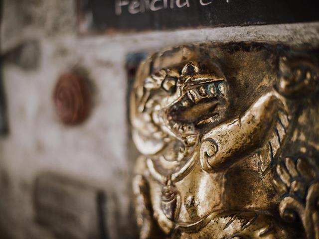 Lion engraving - detail in the Reinhold Messner Museum Juval Castle